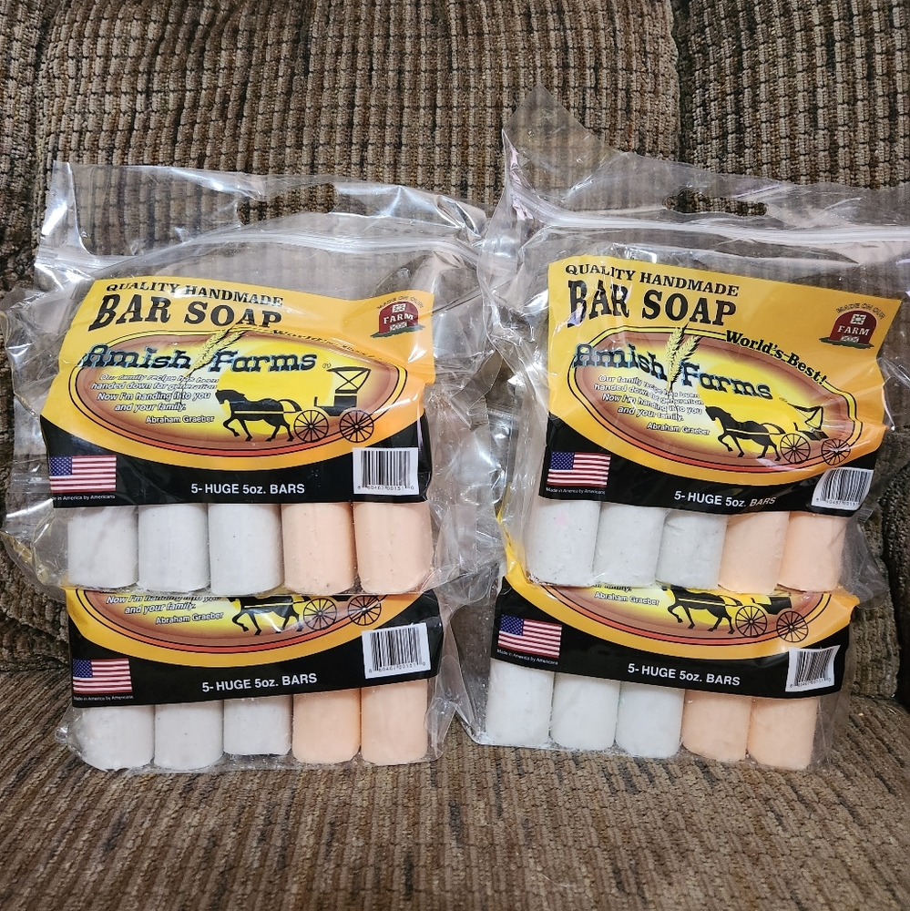 Amish Farm Soap 4 packs 5 huge bars 5oz each soap total 20 bars Made in USA